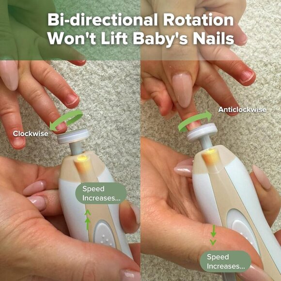 Baby Nail Care Electric Baby Nail File Kit with LED Light, Baby Nail Clippers fo - Picture 4 of 9